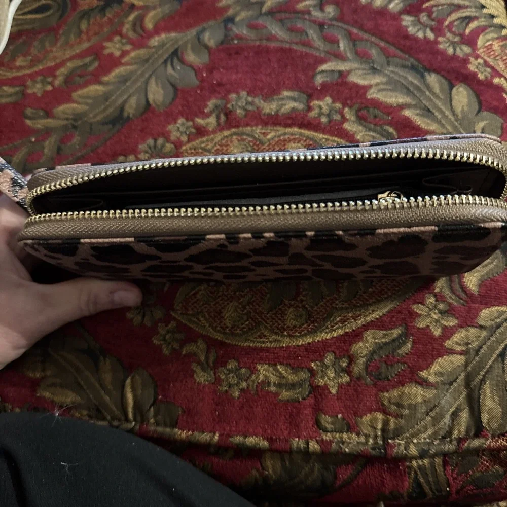 Woman's Leopard Expandable Wallet/ Wristlet Ziparound  Clutch